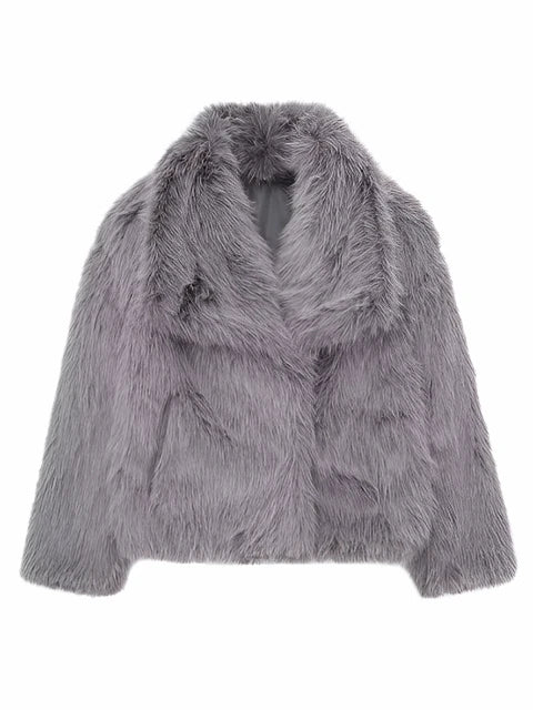 grey luxury faux fux coat